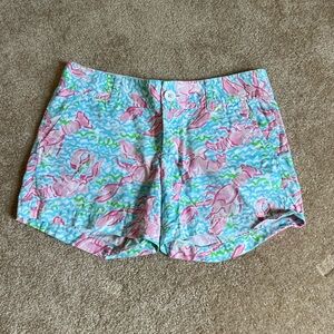 Lilly Pulitzer Pink Lobster and Blue Patterned Women Shorts